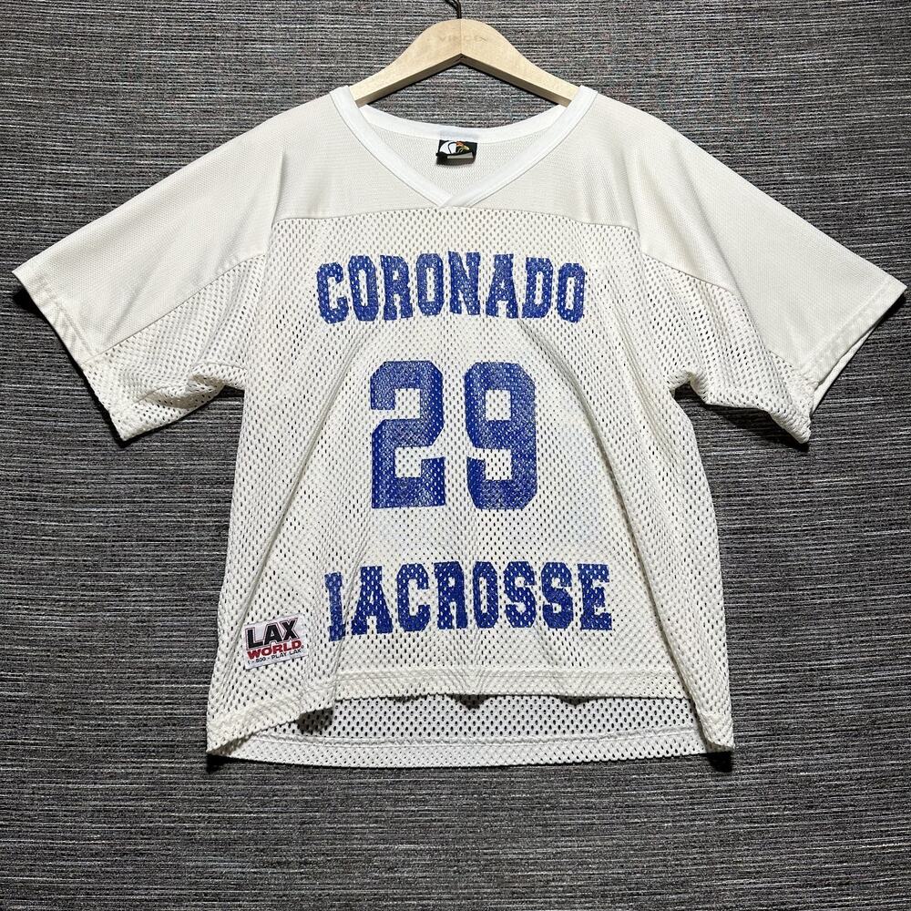 Lax World Jersey Vintage Men's M White Mesh Nylon Lacrosse Coronado California